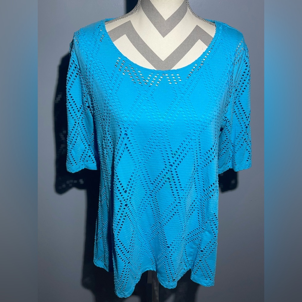 Dana Buchman Turquoise Lace Blouse